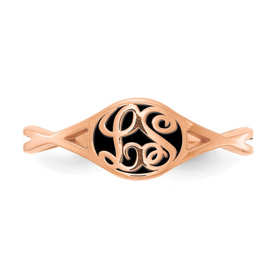 14K Rose Gold Twisted Band with Epoxy Monogram Ring