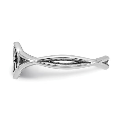 14K White Gold Twisted Band with Epoxy Monogram Ring