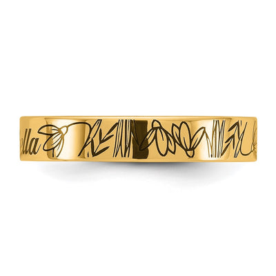 14K Yellow Gold Name and Birth Flower Ring