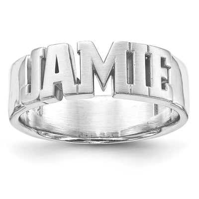 14K White Gold Cut-out Name Ring