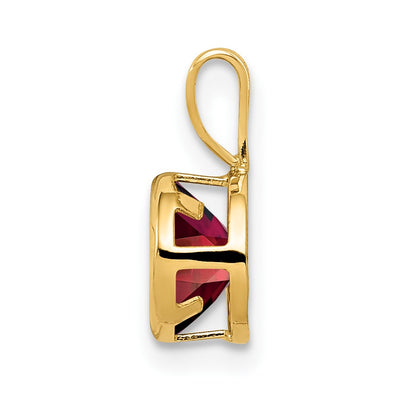 14K Garnet bezel pendant, 12 x 7mm