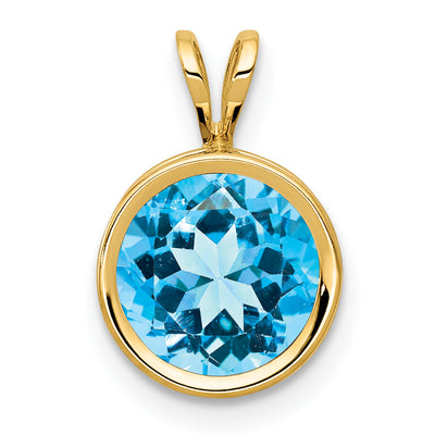 14K Blue Topaz bezel pendant, 13 x 9mm