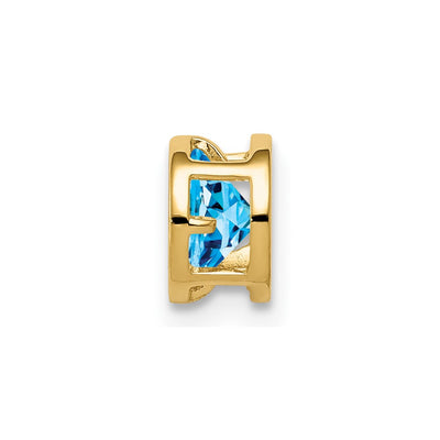 14K Blue Topaz bezel pendant, 6 x 6mm