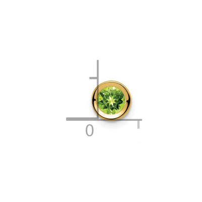 14K Peridot bezel pendant, 6 x 6mm