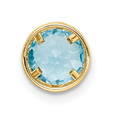14K Blue Topaz bezel pendant, 7 x 7mm