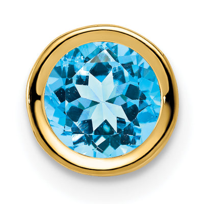 14K Blue Topaz bezel pendant, 7 x 7mm