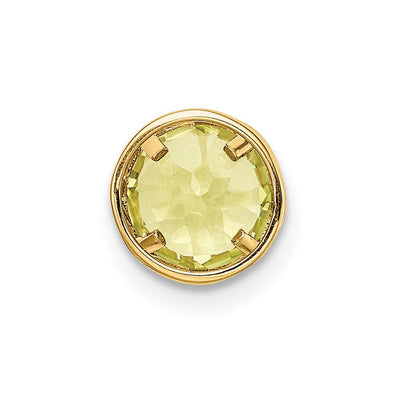 14K Peridot bezel pendant, 7 x 7mm
