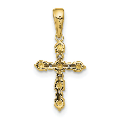 14K Citrine and Diamond Cross Pendant