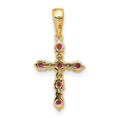 14K Rhodolite Garnet and Diamond Cross Pendant