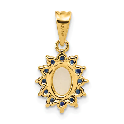14K Genuine Opal and Sapphire Pendant