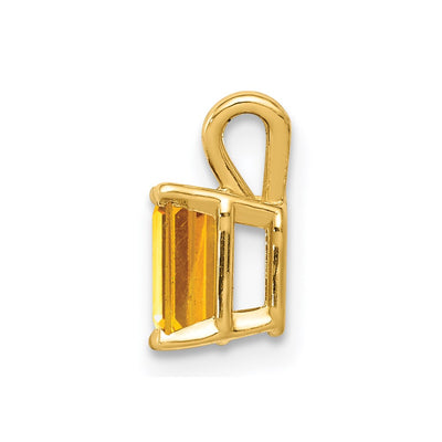 14K Emerald Cut Citrine pendant, 10 x 4mm