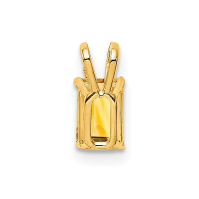 14K Emerald Cut Citrine pendant, 10 x 4mm