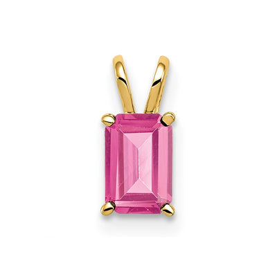 14K Emerald Cut Pink Tourmaline pendant