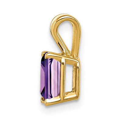 14K Emerald Cut Amethyst pendant, 13 x 5mm