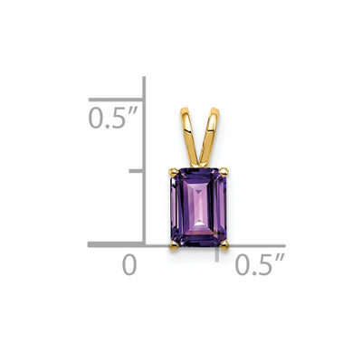 14K Emerald Cut Amethyst pendant, 13 x 5mm