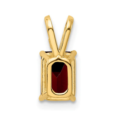 14K Emerald Cut Garnet pendant, 13 x 5mm