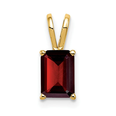 14K Emerald Cut Garnet pendant, 13 x 5mm
