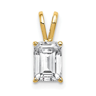 14K Emerald Cut Cubic Zirconia pendant, 15 x 6mm