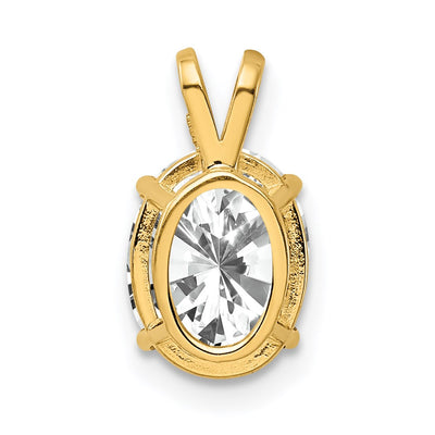 14K Oval Cubic Zirconia pendant, 12 x 7mm