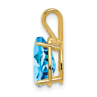14K Pear Blue Topaz pendant, 15 x 7mm