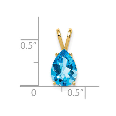 14K Pear Blue Topaz pendant, 15 x 7mm