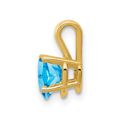 14K Heart Blue Topaz pendant, 12 x 6mm