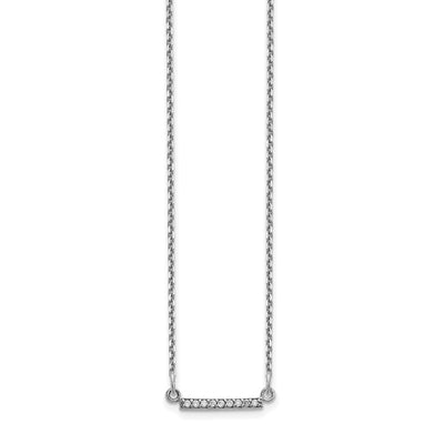 14K White Gold Polished 1/20 carat AAA Diamond Tiny Bar Necklace