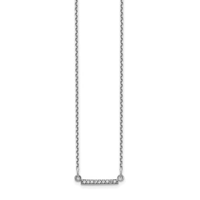 14K White Gold Polished 1/20 carat A Diamond Tiny Bar Necklace
