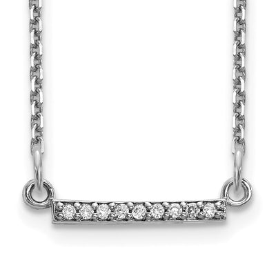 14K White Gold Polished 1/20 carat AAA Diamond Tiny Bar Necklace