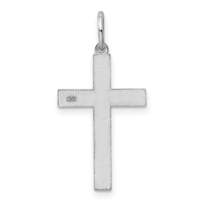 14K White Gold Laser Designed Cross Pendant, 26 x 13mm (1013)