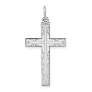 14K White Gold Laser Designed Cross Pendant (Style XR1014)