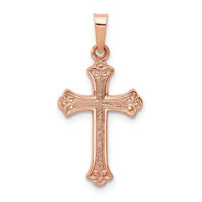 14K Rose Gold Cross Pendant, 22 x 14mm