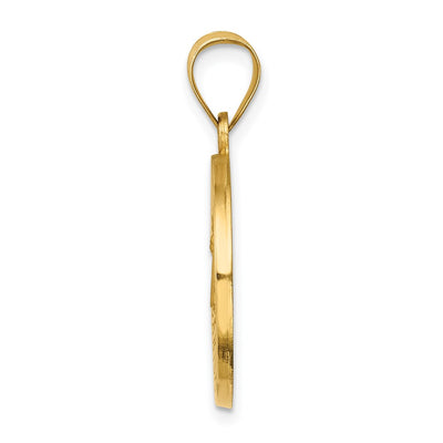 14K Polished and Satin Caridad del Cobre Medal Hollow Pendant, 27 x 18.3mm