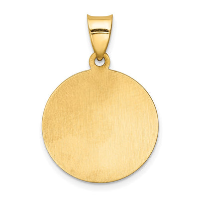 14K Polished and Satin Caridad del Cobre Medal Hollow Pendant, 27 x 18.3mm