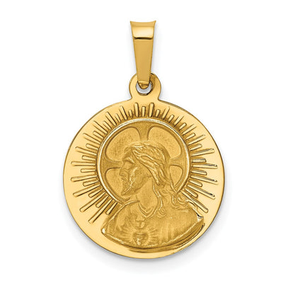 14K Matka Boska Czestochowska Reversible Medal Hollow Pendant, 22.3 x 15mm