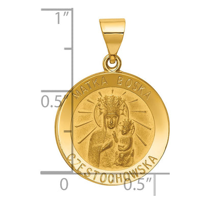 14K Matka Boska Czestochowska Reversible Medal Hollow Pendant, 26.5 x 18.5mm