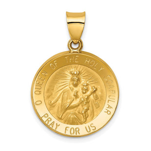 14k Queen of the Holy Scapular Reversible Medal Hollow Pendant (Style XR1266)
