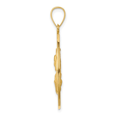 14K Queen of the Holy Scapular Reversible Medal Hollow Pendant, 32.6 x 25mm