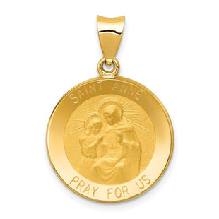 14k Polished and Satin St. Anne Medal Hollow Pendant (Style XR1286)