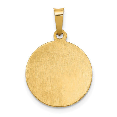14K Polished and Satin St. Barbara Medal Hollow Pendant, 22 x 14.75mm