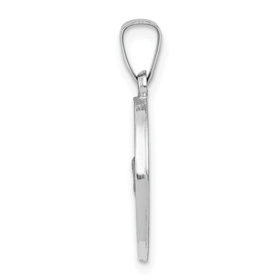 14K White Gold Polished/Satin St Christopher Medal Hollow Pendant, 21.2 x 15mm