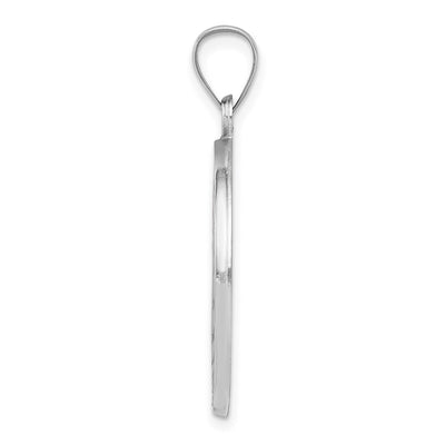 14K White Gold Polished/Satin St Christopher Medal Hollow Pendant, 32 x 22.75mm