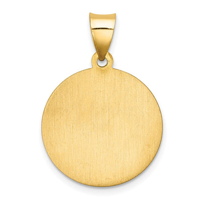 14K Polished and Satin St Florian Medal Hollow Pendant, 26.5 x 18.5mm
