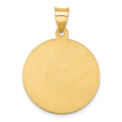 14K Polished and Satin St Florian Medal Hollow Pendant, 30.5 x 22.25mm