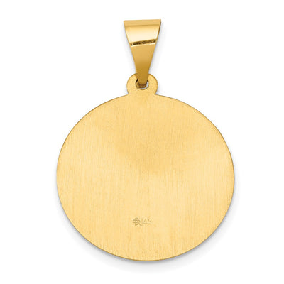 14K Polished and Satin St Gerard Medal Hollow Pendant, 26.4 x 18.5mm