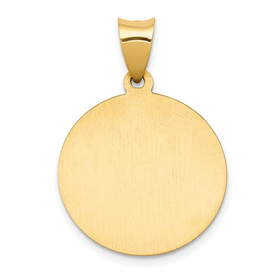 14K Polished and Satin St John Baptist Medal Hollow Pendant, 27.5 x 19mm