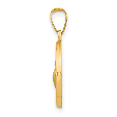 14K Polished and Satin St Jude Thaddeus Medal Hollow Pendant, 22 x 15mm