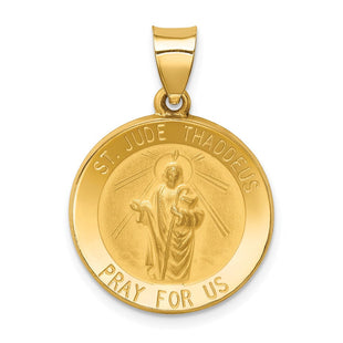 14k Polished and Satin St Jude Thaddeus Medal Hollow Pendant (Style XR1346)