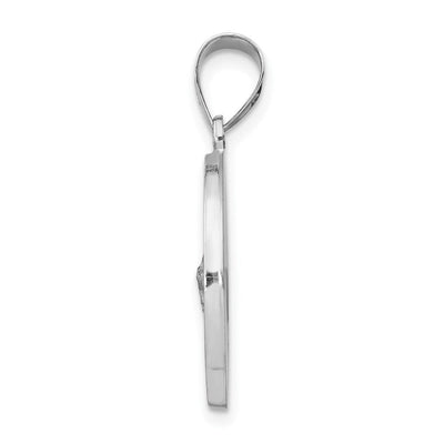 14K White Gold Polish/Satin St Jude Thaddeus Medal Hollow Pendant, 27 x 19mm