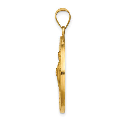 14K Polished and Satin St Jude Thaddeus Medal Hollow Pendant, 34 x 25.5mm
